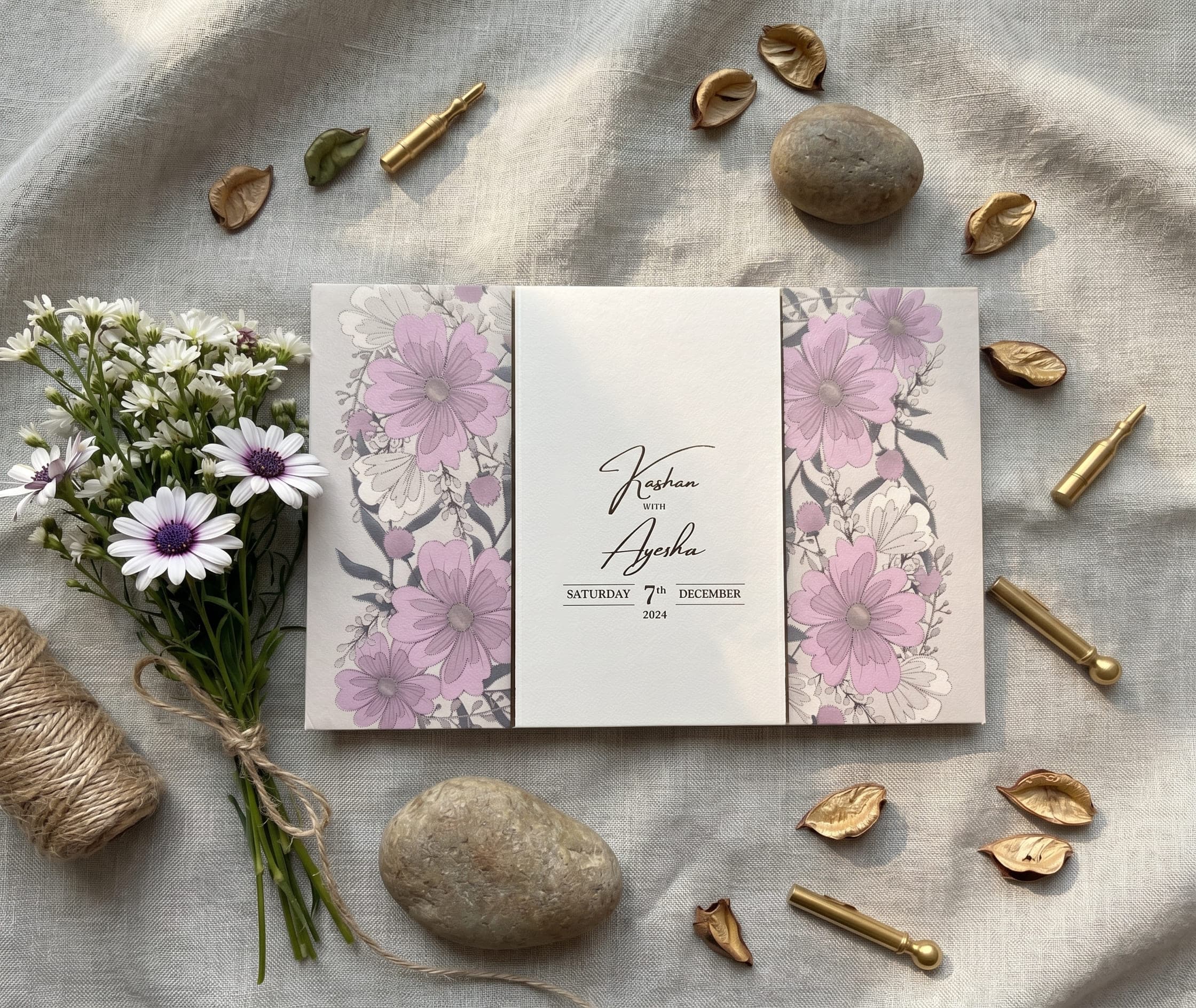 Lavender Floral Valima Card | Valima Invitations Karachi