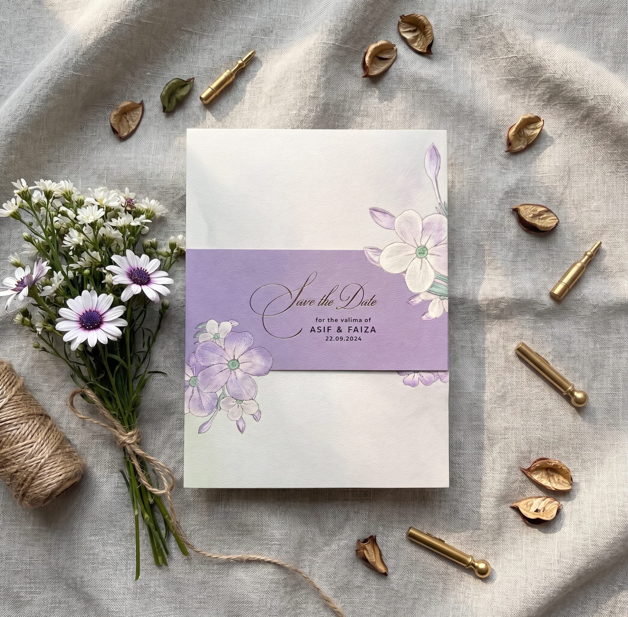 Purple Floral Valima Card | Modern Valima Invitation Karachi