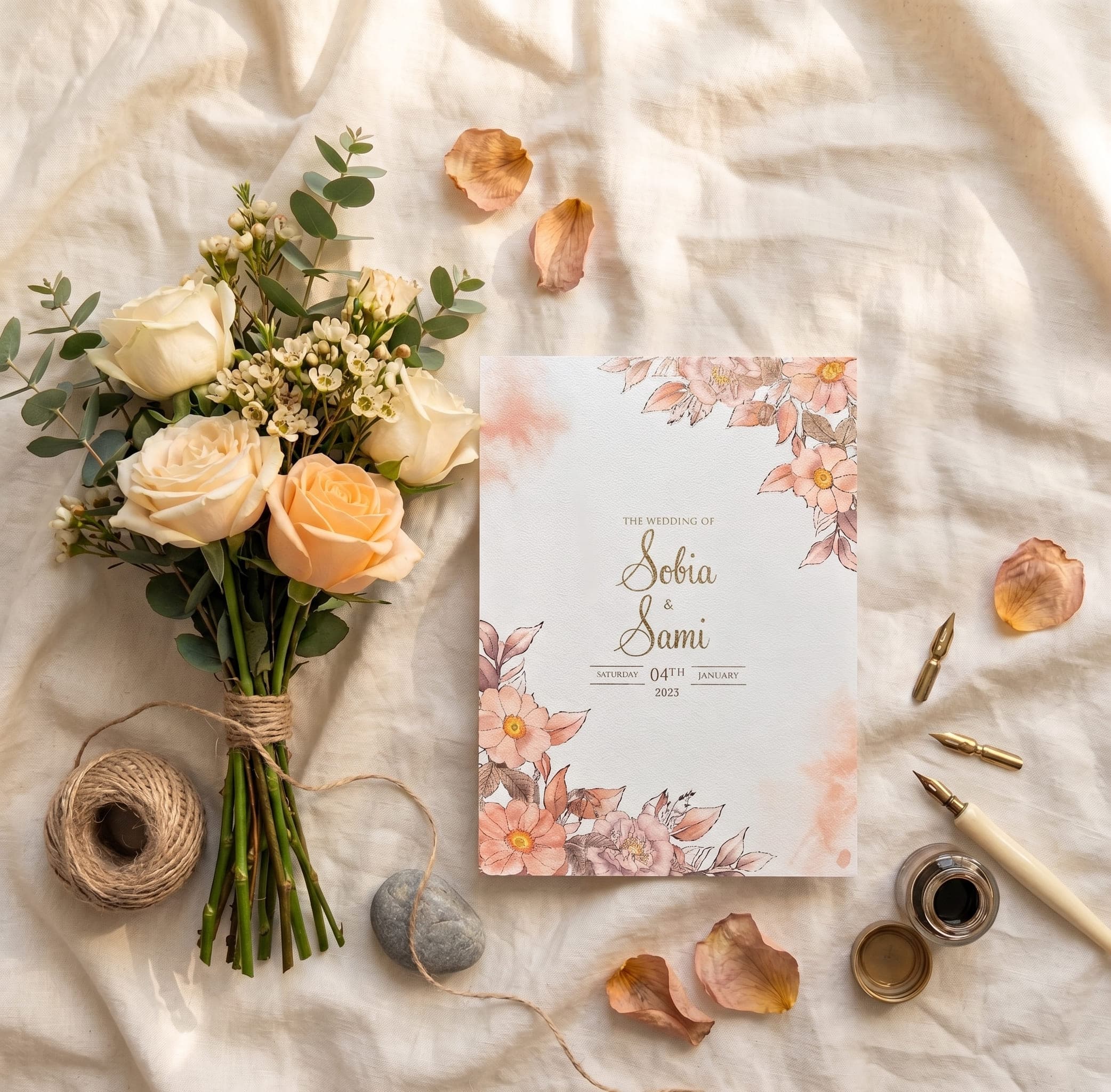 Blush Wild Rose Wedding Ceremony Card Set | Shahi Bulawa Karachi